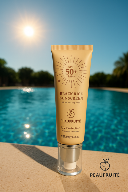 🖤 Crème Solaire au Riz Noir SPF50+ PA++++ – Protection Naturelle & Hydratation 🌞 (50g)