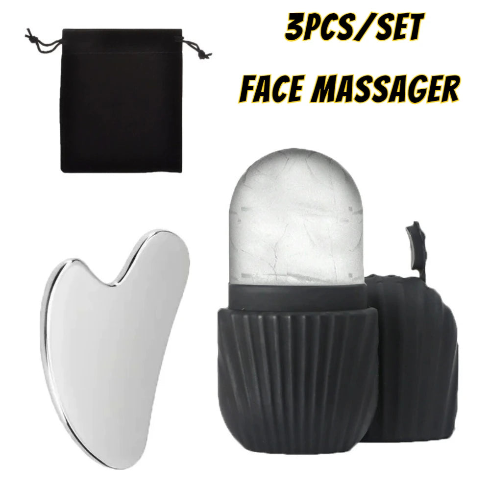 ❄️ Kit Gua Sha & Glace Visage  Décongestionne, Rafraîchit & Lifte 🍃