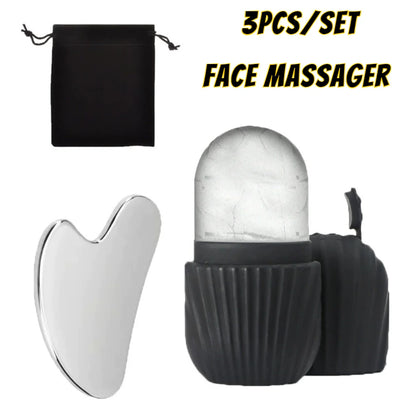 ❄️ Kit Gua Sha & Glace Visage  Décongestionne, Rafraîchit & Lifte 🍃