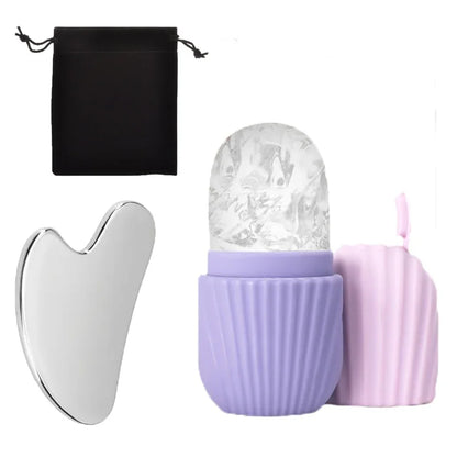 ❄️ Kit Gua Sha & Glace Visage  Décongestionne, Rafraîchit & Lifte 🍃