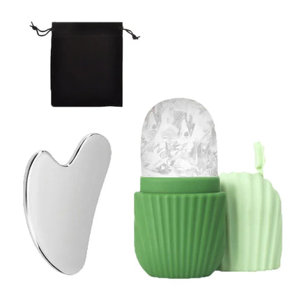 ❄️ Kit Gua Sha & Glace Visage  Décongestionne, Rafraîchit & Lifte 🍃