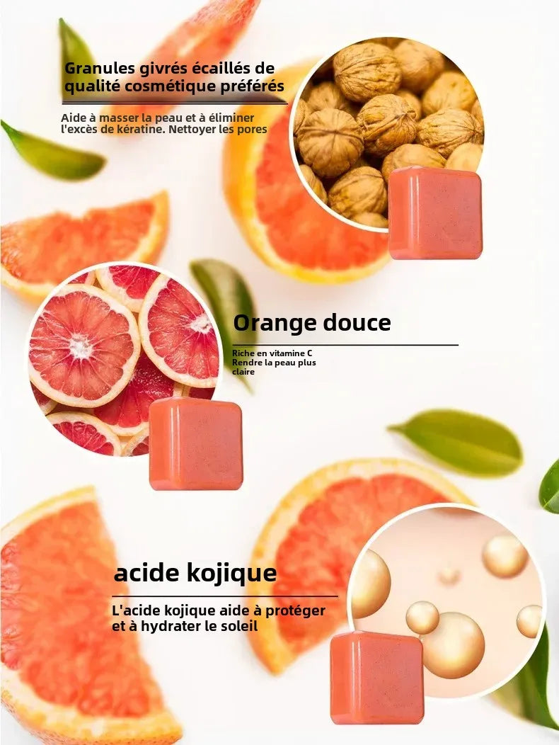 ✨  Savon Fruitée Éclat – Coco, Curcuma, Orange & Cèdre