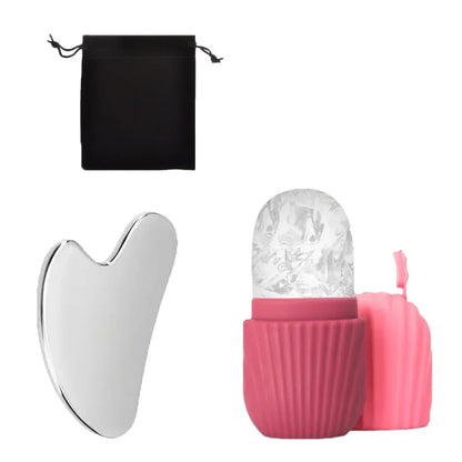 ❄️ Kit Gua Sha & Glace Visage  Décongestionne, Rafraîchit & Lifte 🍃
